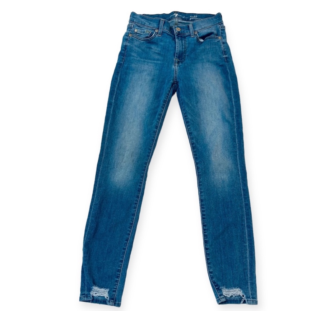 7 For All Mankind Mid Rise Ankle Skinny Jeans Women's Size 26 Denim